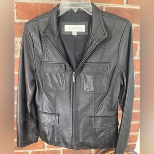Liz Claiborne Dark Charcoal Leather Outerwear size Small